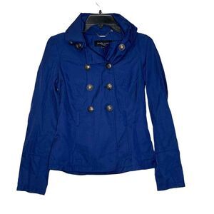 Black Rivet Jacket‎ Size XS Blue Womens Button Up Lined Cotton Blend Hooded Coat